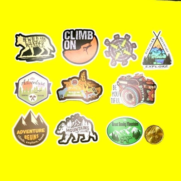 3/$20 Brand New 10x Waterproof Camping Stickers - Picture 1 of 1
